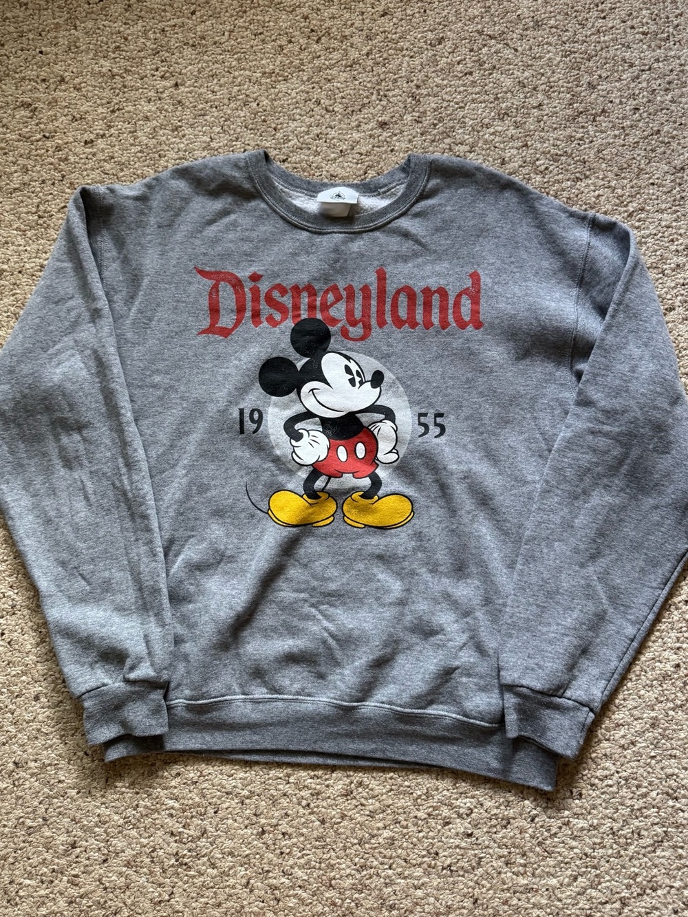 Disney Gray Crewneck Sweatshirt with Mickey Graphic and Red Logo